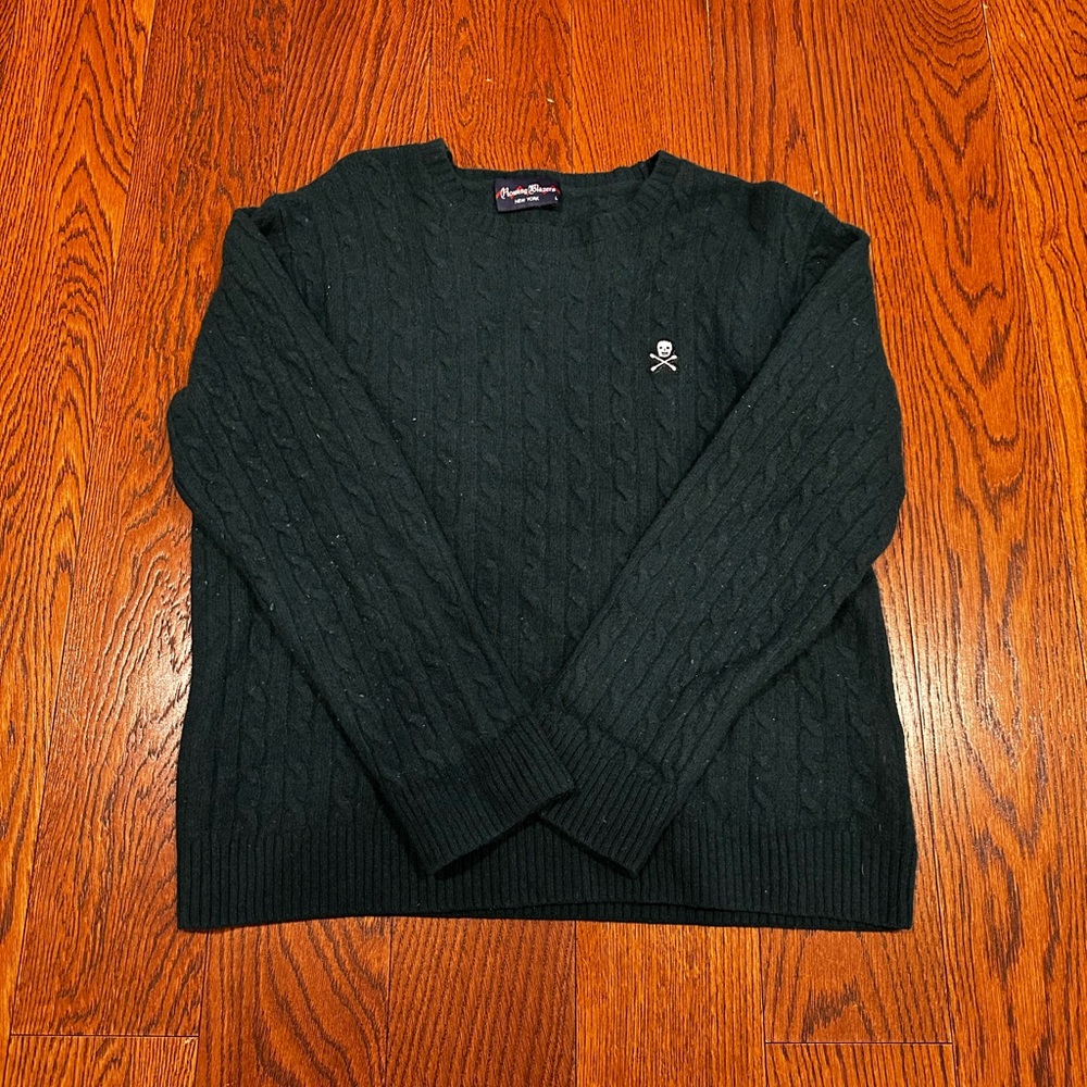 Rowing Blazers Classic Green Crewneck Cable Knit Sweater